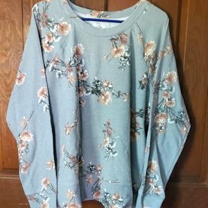 FW0929 Sage floral print French Terry Sweatshirt